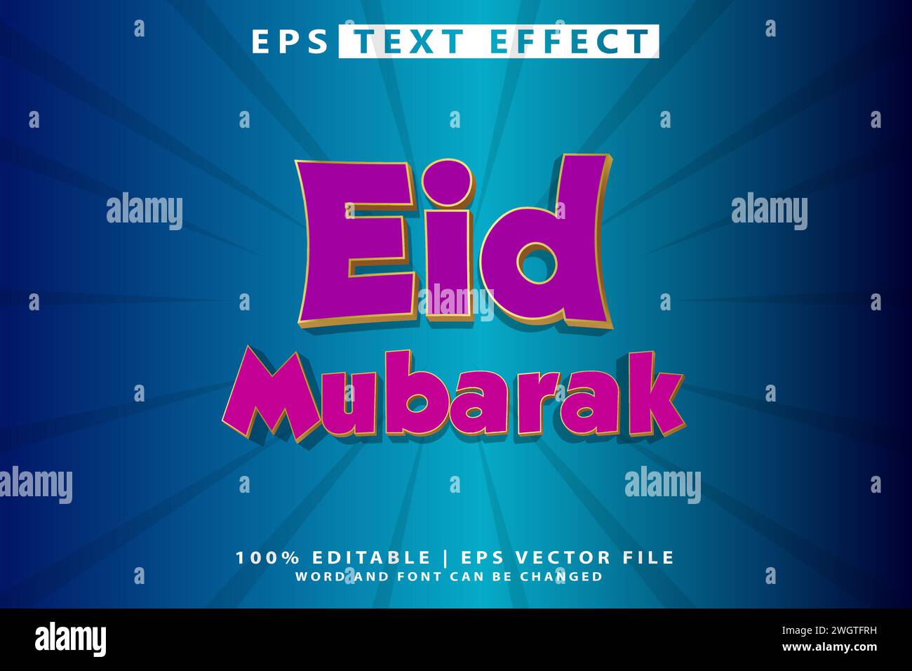 Effetto testo modificabile EID mubarak Illustrazione Vettoriale