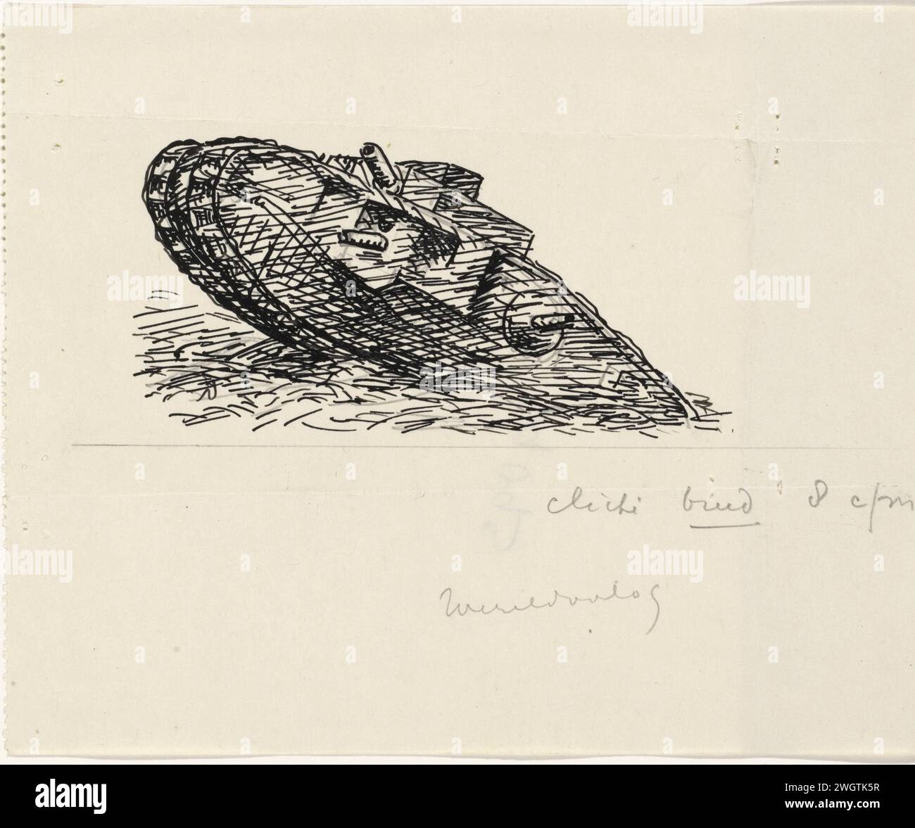 Tank guida una collina, Leo Gestel, carta da disegno 1934 - 1936. Inchiostro India (inchiostro). Penna a matita (COHEN, Van Anarchist tot Monarchist) opere specifiche di letteratura (con AUTORE, titolo). Forme moderne di veicoli militari (CARRI ARMATI) Foto Stock