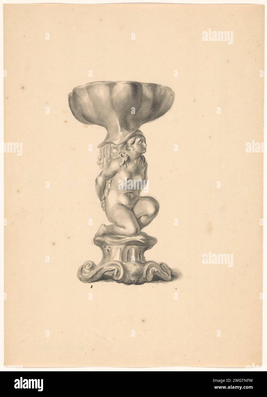 Disegno d'argento del XVII secolo appartenente ad un album, Anonimo, c. 1725 - c. 1728 album Amsterdam carta disegno Foto Stock