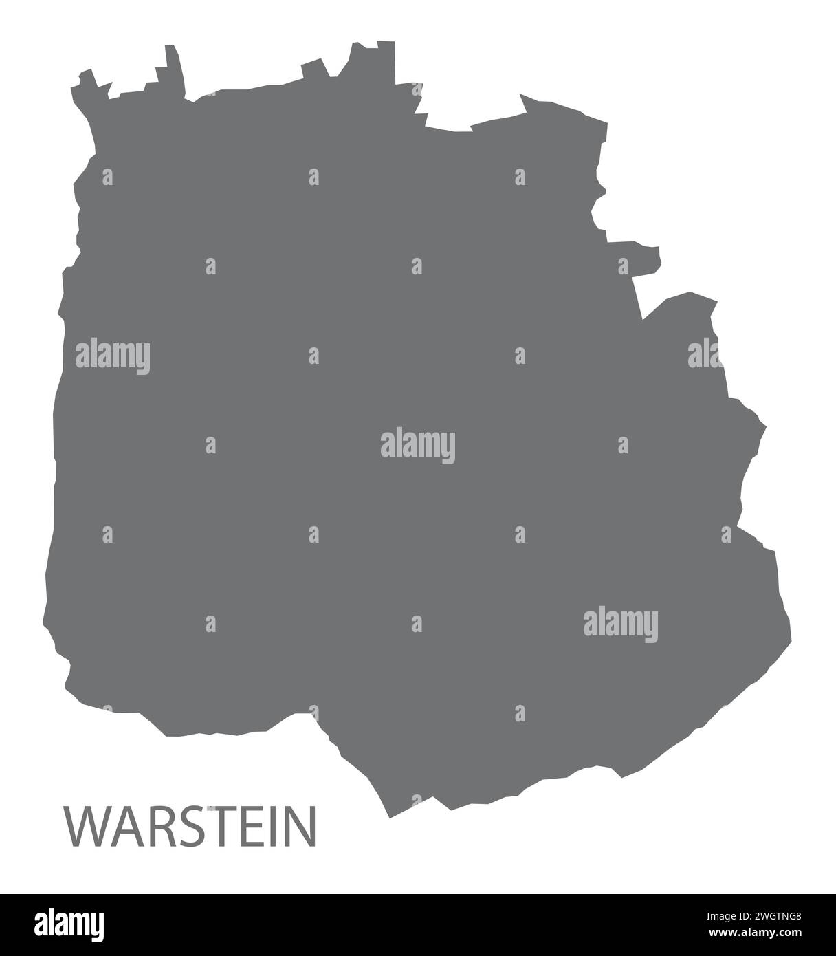Warstein mappa della città tedesca, illustrazione grigia forma della silhouette Illustrazione Vettoriale