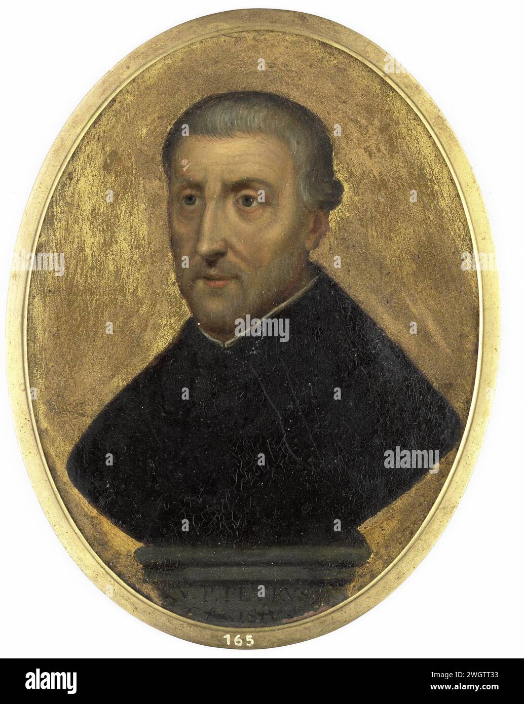 Petrus Canisius (1521-97). Spirituale e scrittore a Nimega, anonimo, 1600 - 1699 miniatura (pittura) Ritratto di Petrus Canisius (1521-97). Spirituale e scrittore a Nijmegen. Busto sul piedistallo, a sinistra. Fa parte della collezione di miniature di ritratti. Rame dei Paesi Bassi settentrionali (metallo). vernice a olio (vernice) Foto Stock