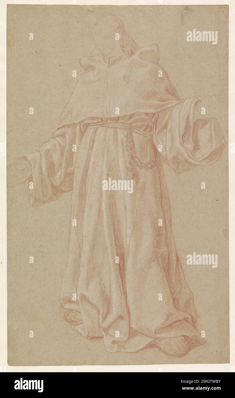 Stande Monnik, Eustache Lesueur, 1627 - 1655 carta da disegno. monaco/i gesso/i, frate/i Foto Stock