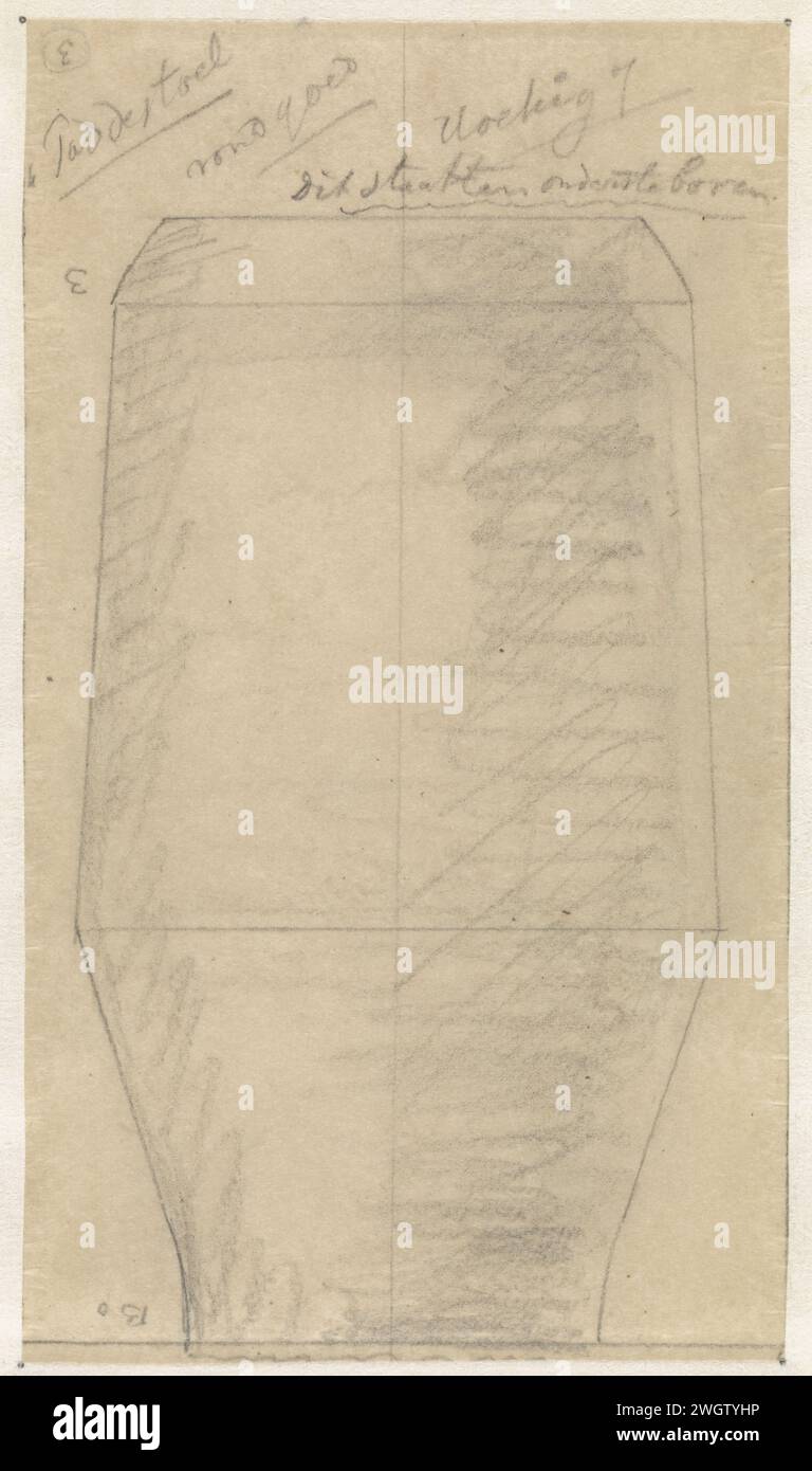 Design per vaso angolare, Theo Colenbrander, 1851 - 1930 disegno Design per ceramica. carta da ricalco. contenitore a matita in ceramica: vaso, caraffa, vaso, vaso Foto Stock