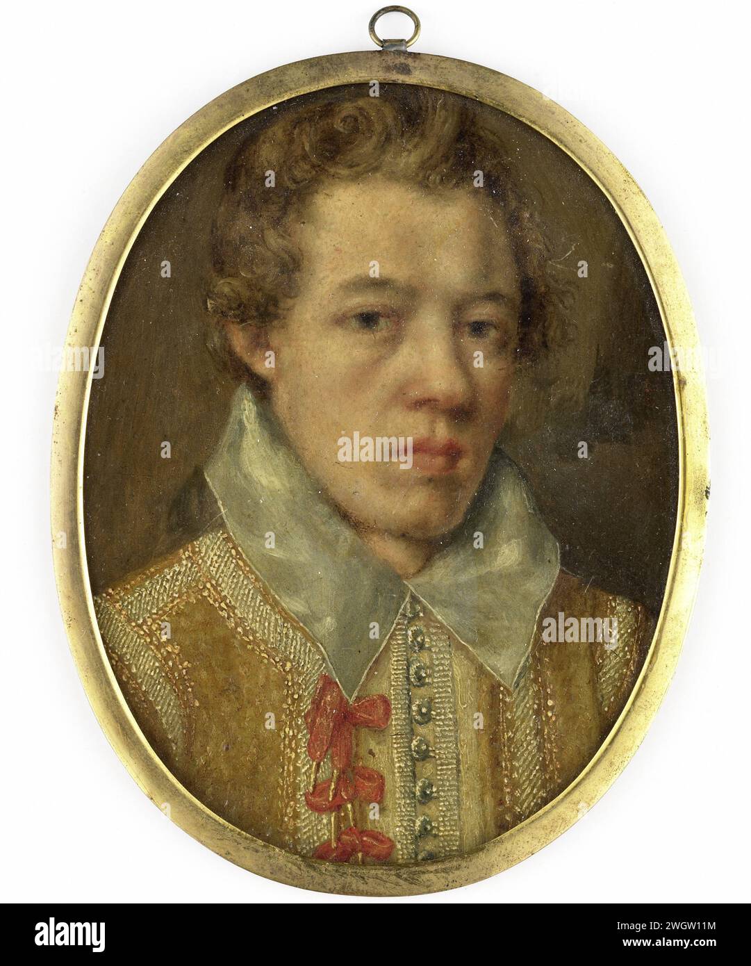Ritratto di un giovane, Franz Kessler (attribuito a), 1600 - 1650 miniatura (pittura) Ritratto di un giovane uomo. Busto, leggermente a destra. Fa parte della collezione di miniature di ritratti. rame (metallo). oliare la vernice (vernice). persone storiche d'argento (metallo) sconosciute per nome Foto Stock