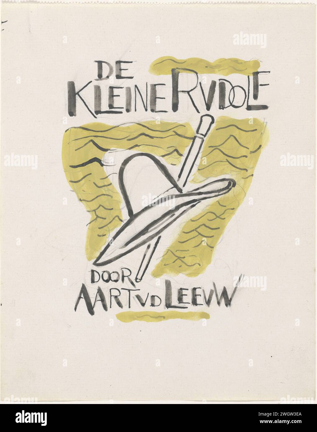 Design per una fascia di libri per: Aart van der Leeuw, De Kleine Rudolf, 1930, Leo Gestel, 1928 - 1930 carta da disegno. matita. Pennello per acquerello (LEEUW, De kleine Rudolf) opere specifiche di letteratura (con AUTORE, titolo). copricapo: cappello (+ abiti da uomo) Foto Stock