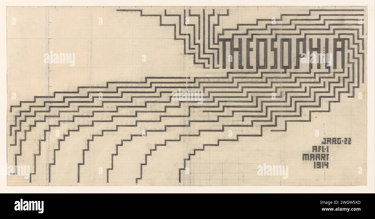 Design for a cover for a Publication of Theosophia (volume 22, episodio 1, marzo 1914), Mathieu Lauweriks, 1914 carta da disegno. matita settimanale, mensile, rivista, ecc. (altri) nomi storici Foto Stock