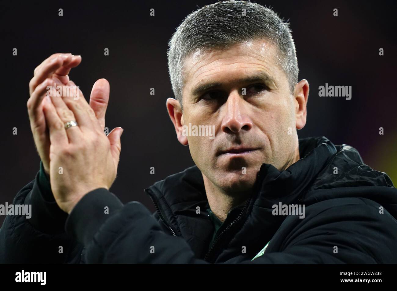 Foto del file datata 04-11-2023 del manager dell'Hibernian Nick Montgomery, che non ha preoccupazioni di schierare la coppia australiana Martin Boyle e Lewis Miller contro il Celtic mercoledì - meno di una settimana dopo la loro delusione di Coppa d'Asia. Data di pubblicazione: Martedì 6 febbraio 2024. Foto Stock