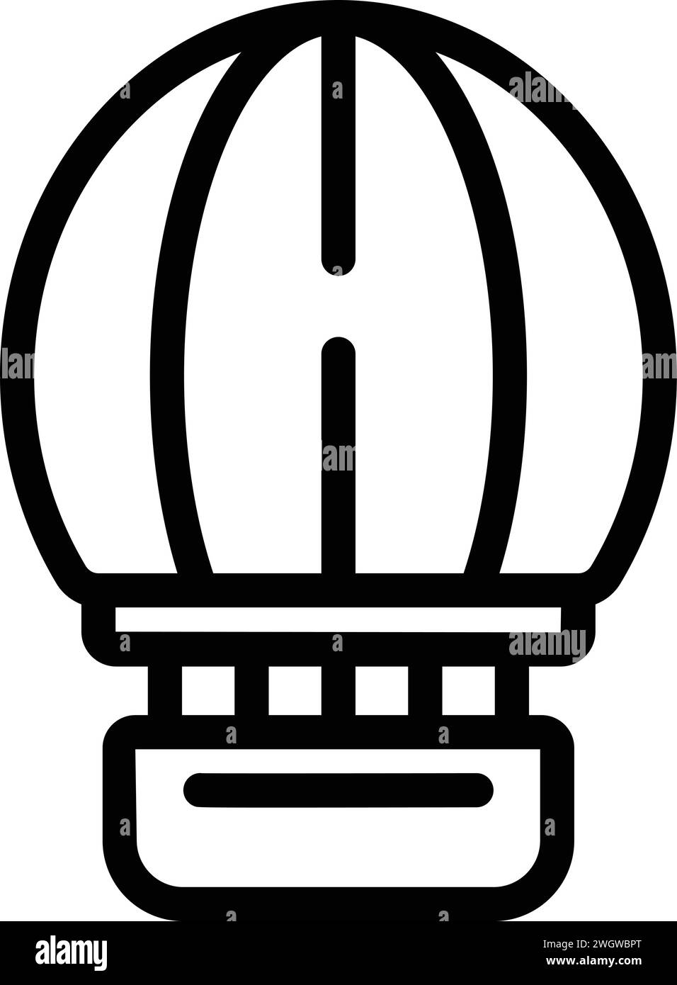 Vettore contorno icona palloncino volo. Monumento storico di viaggio. Modello di progettazione Illustrazione Vettoriale