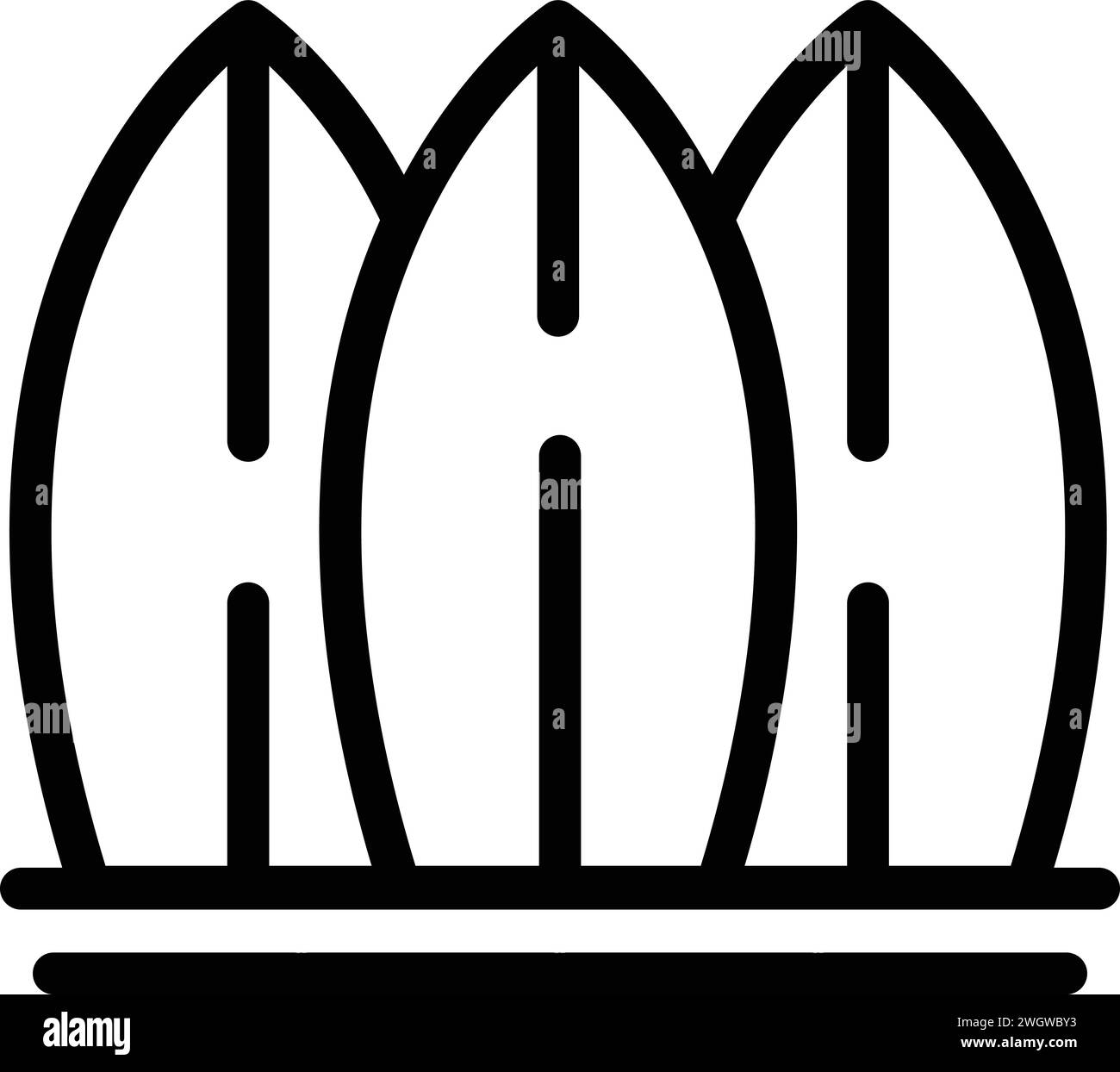 Icona Tavole da surf - vettore di contorno. Cultura australiana. Costruzione centrale Illustrazione Vettoriale