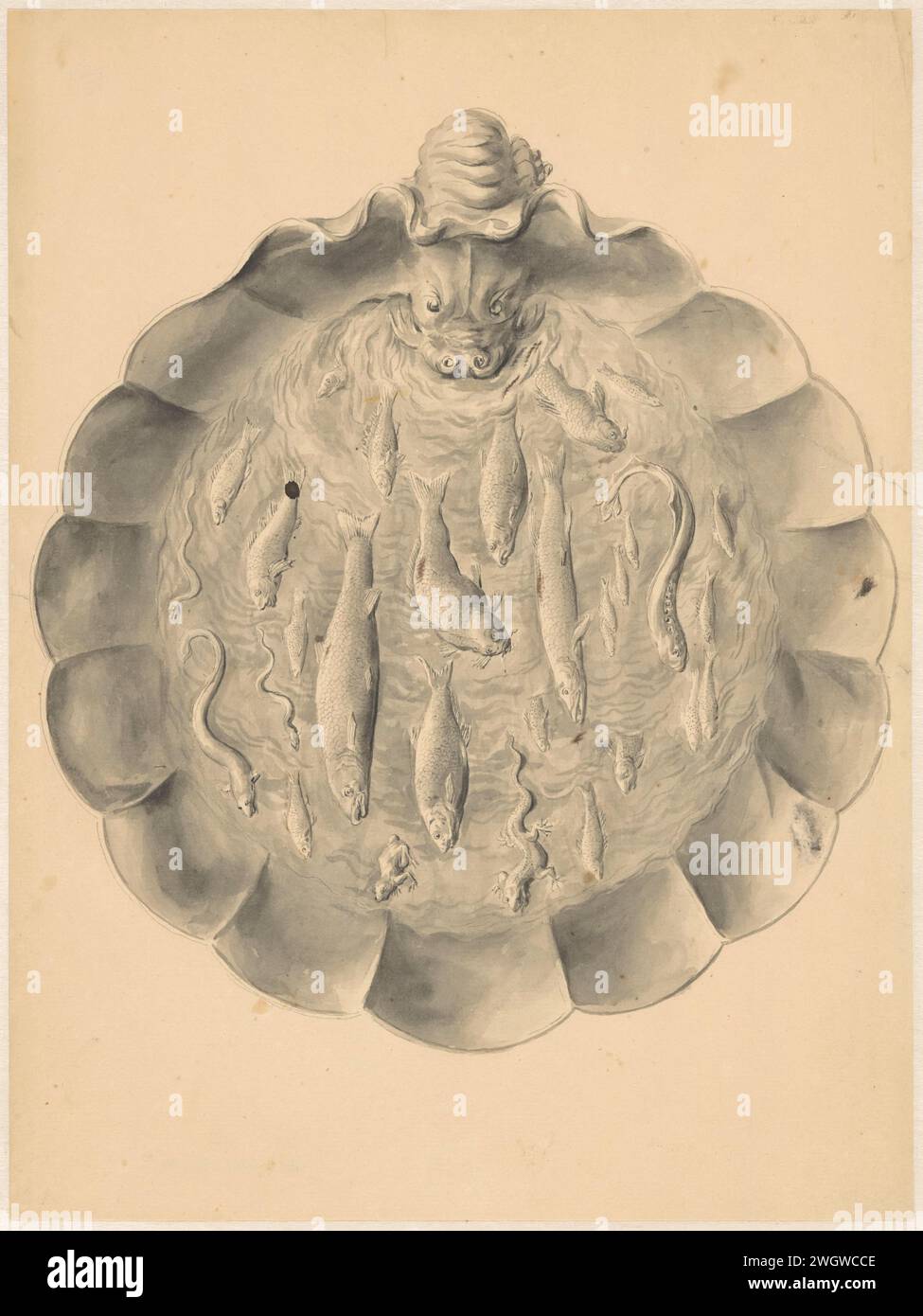 Disegno d'argento del XVII secolo appartenente ad un album, Anonimo, c. 1725 - c. 1728 album Amsterdam carta disegno Foto Stock
