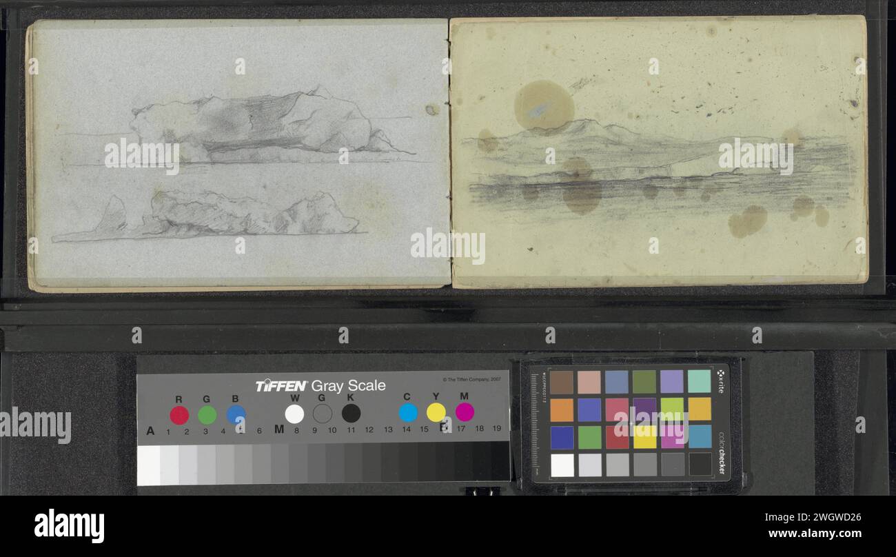 Veduta del Mare di Barents con i banchi di ghiaccio, Louis Apol, 1880 Page 25 Recto da un bozzetto con 35 fogli pensato durante la spedizione a Nova Zembla nel 1880. Carta di Barentszzee. matita marina (vista mare). Deriva ghiaccio Barentszzee Foto Stock