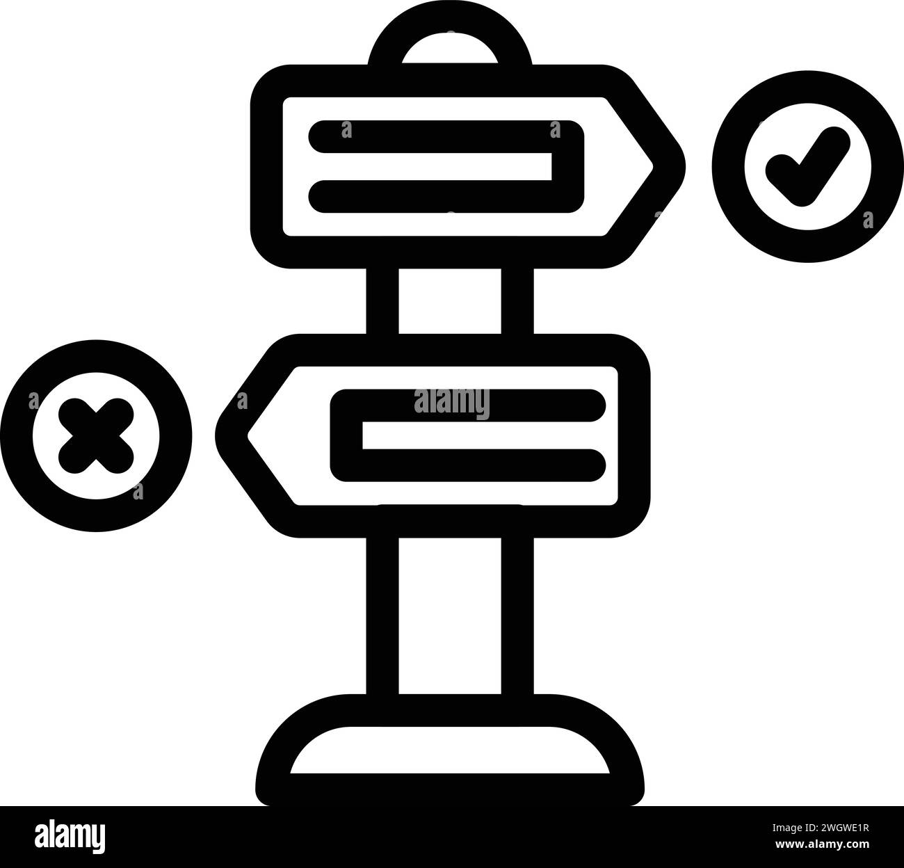Valore dell'icona di impatto del vettore di contorno. Codice di scelta del principio. Politica dell'ufficio Illustrazione Vettoriale