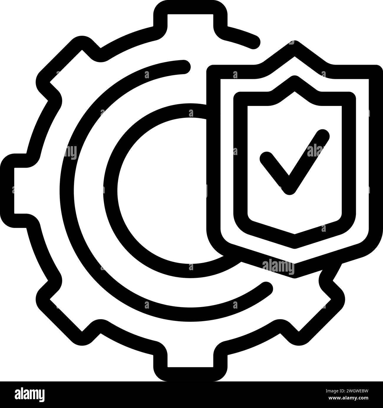 Vettore contorno icona protezione ingranaggio. Fiducia di base. Politica aziendale Illustrazione Vettoriale