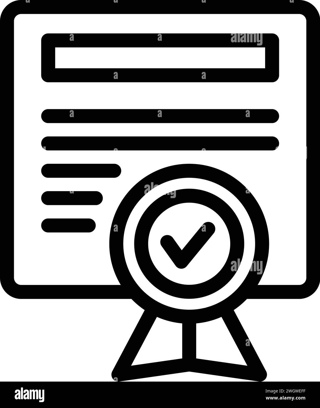 Vettore contorno icona ufficio certificati. Etica delle regole aziendali. Economia manuale Illustrazione Vettoriale