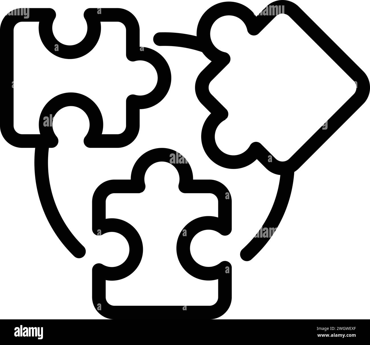 L'icona di fiducia principale del puzzle delinea il vettore. Codice azienda. Economia manuale Illustrazione Vettoriale