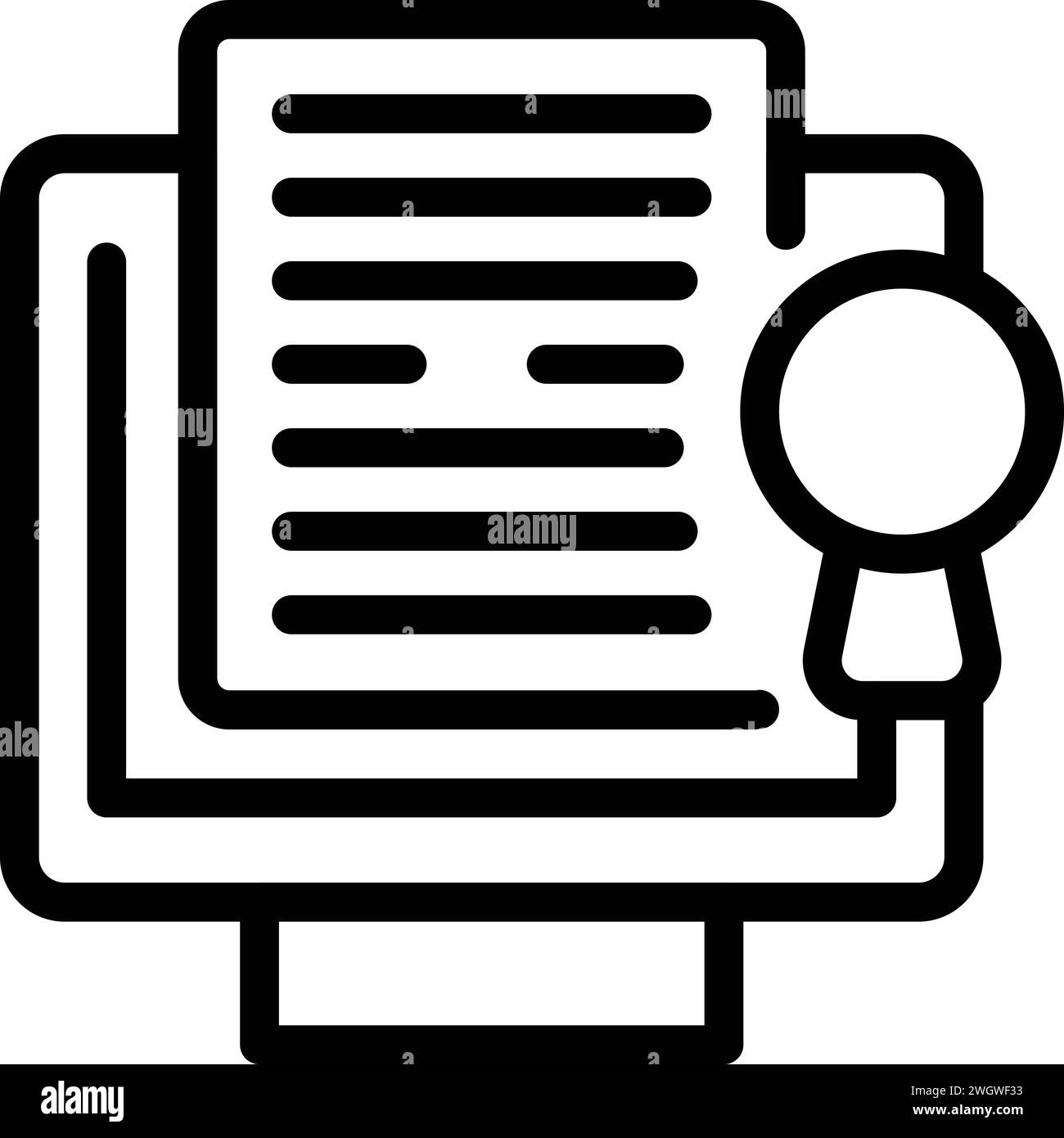 Monitorare l'icona della legge etica delinea il vettore. Scelta aziendale. Codice legge web Illustrazione Vettoriale