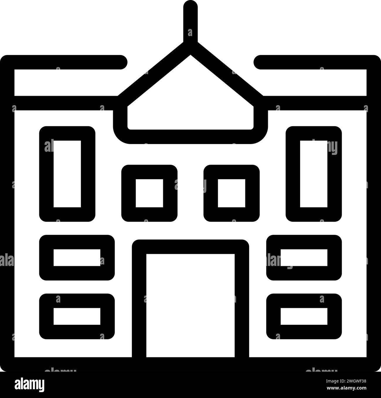 Vettore di contorno dell'icona dell'edificio aziendale. Attendibilità del codice di scelta. Legale affidabile Illustrazione Vettoriale