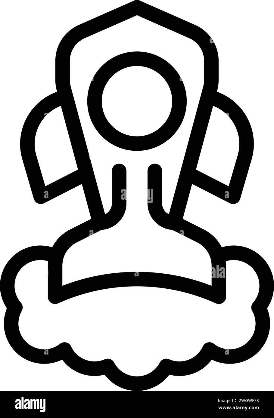 Vettore contorno icona regola ufficio Rocket. Missione sociale legale. Legge sul Web Illustrazione Vettoriale