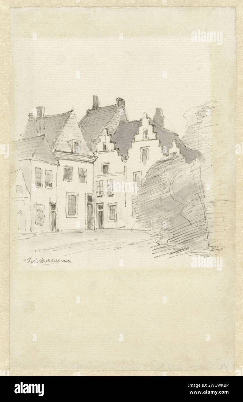 Huizen, Eduard Karsen, 1870 - 1922 carta da disegno. penna/pennello a inchiostro Foto Stock