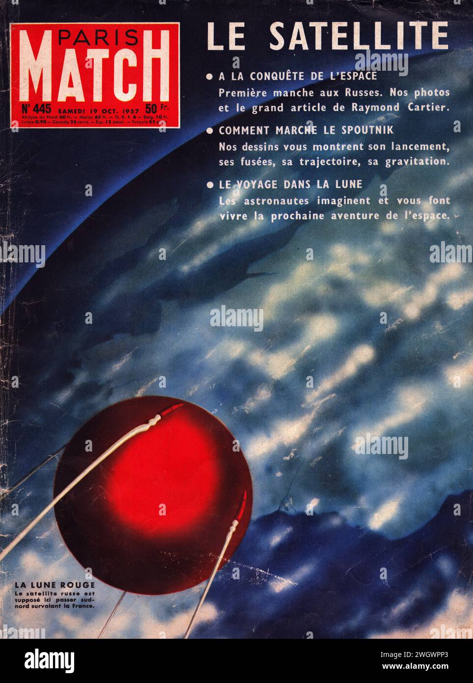 Parigi Match copertina 1957 Parigi Match prima pagina le satellite Foto Stock