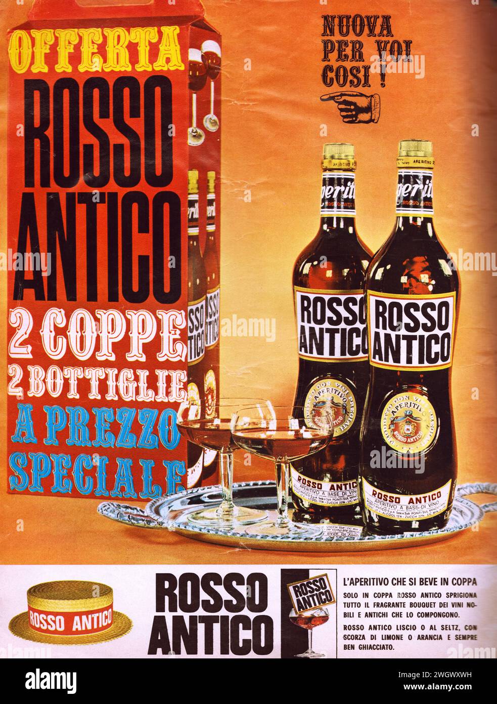 Rosso Antico Pubblicità di una vecchia rivista in italiano Foto Stock