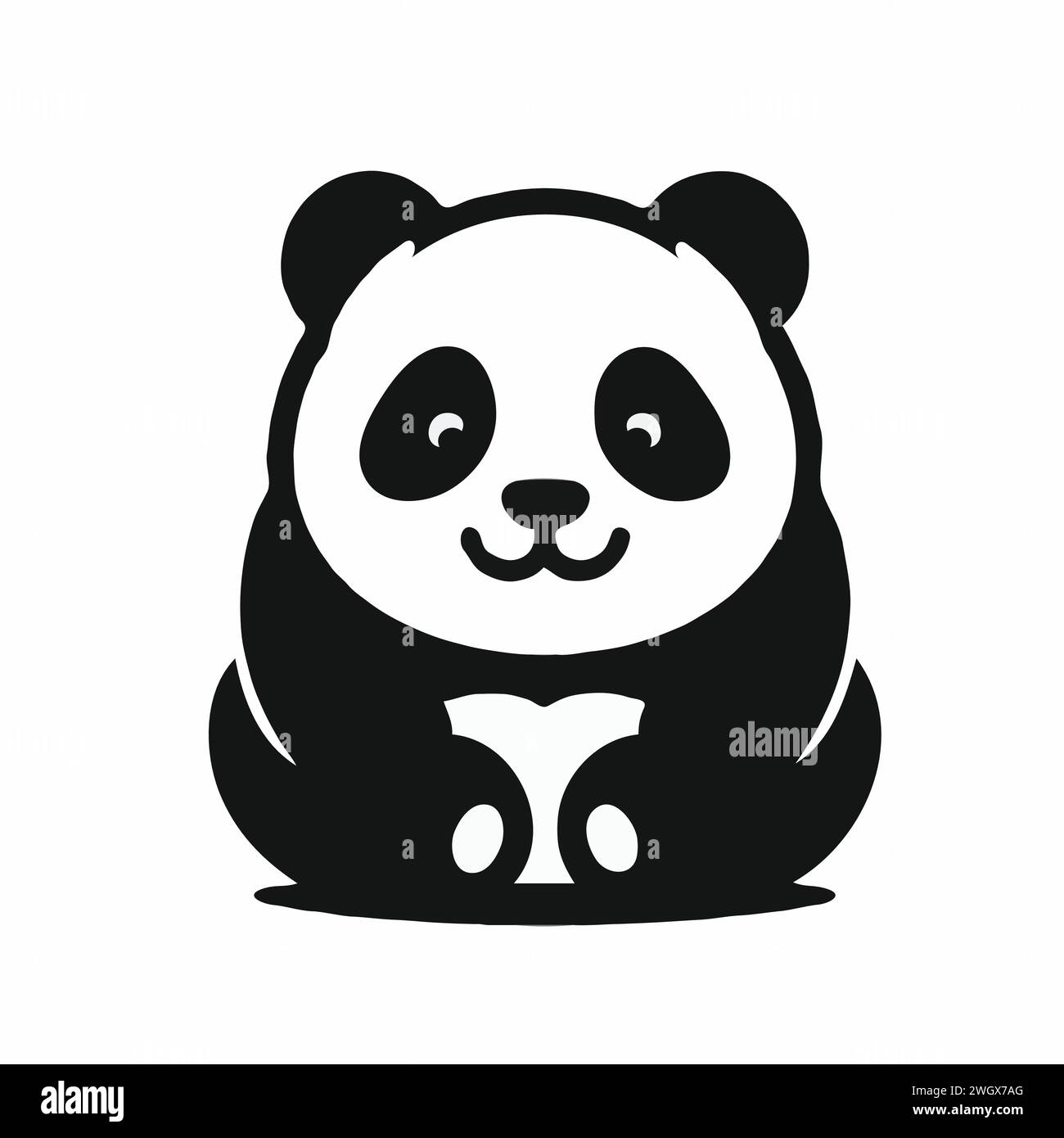 Silhouette Panda in nero su sfondo bianco Illustrazione Vettoriale