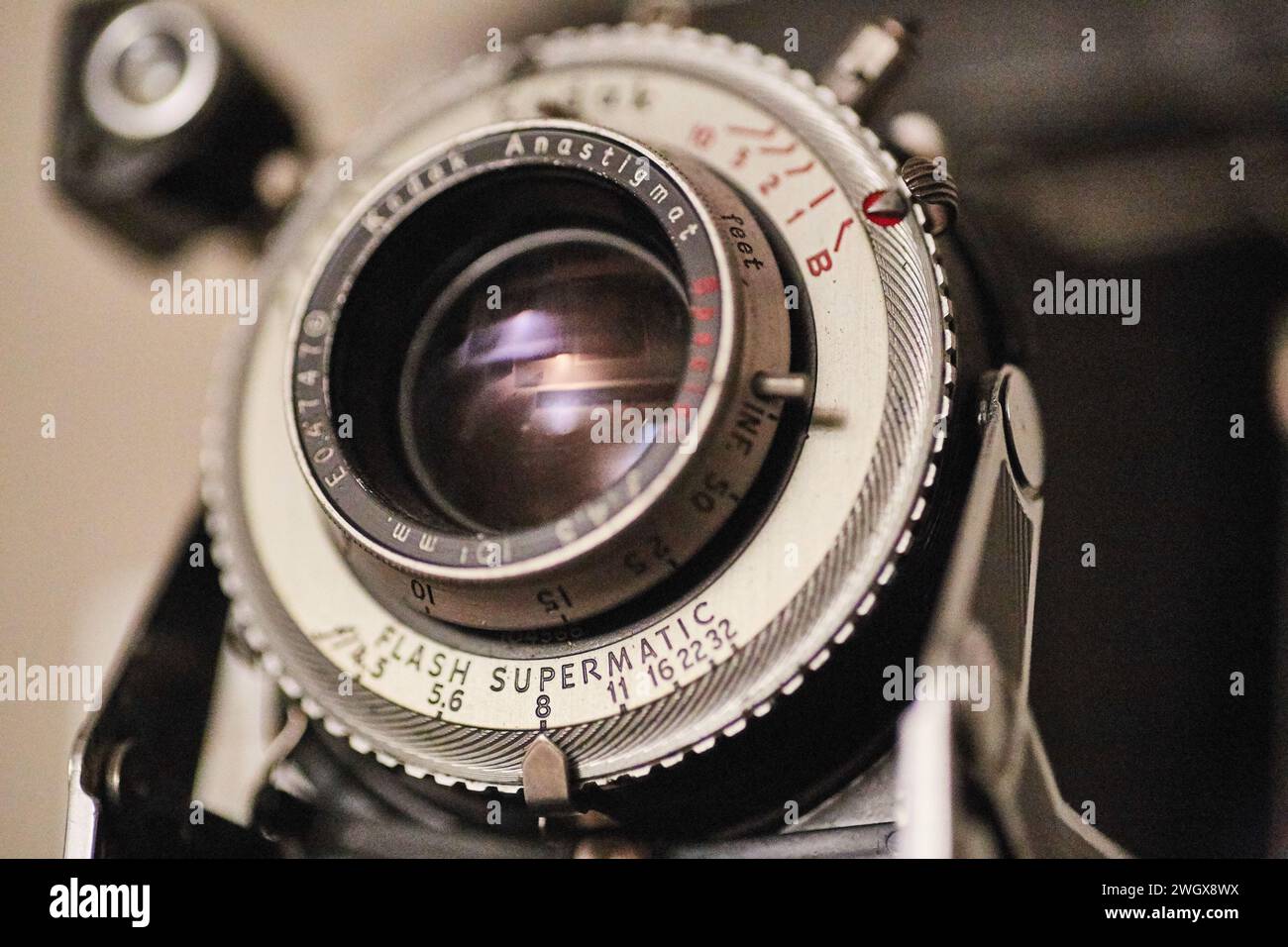 Meccanica delle lenti Anastigmat vintage con vista macro Foto Stock