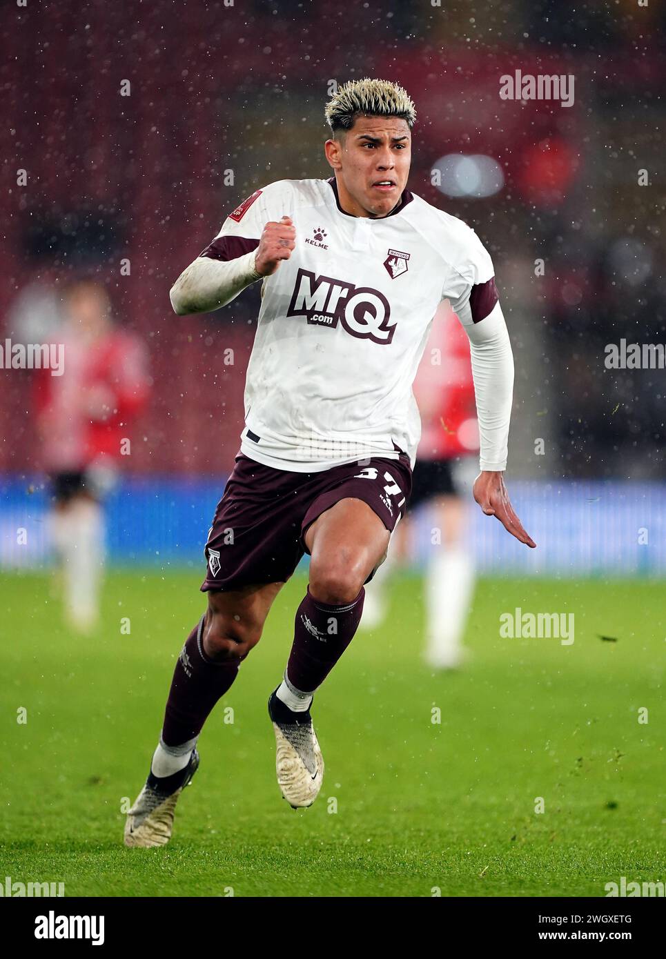 Matheus Martins di Watford durante la partita di replay del quarto turno della Emirates fa Cup al St Mary's Stadium di Southampton. Data foto: Martedì 6 febbraio 2024. Foto Stock