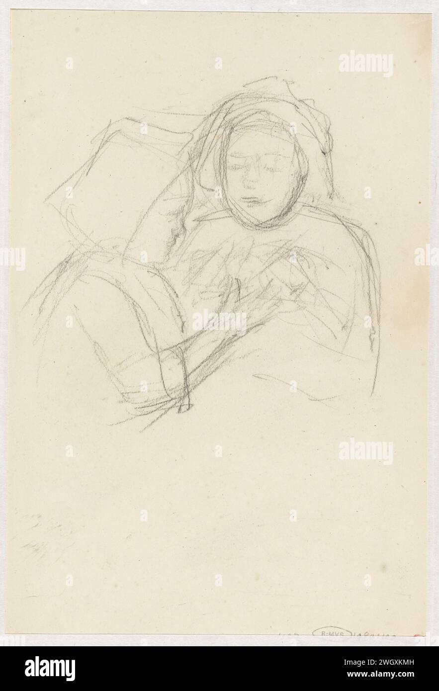 Due ragazze, Joseph Israëls, 1834 - 1911 carta da disegno. gesso Foto Stock