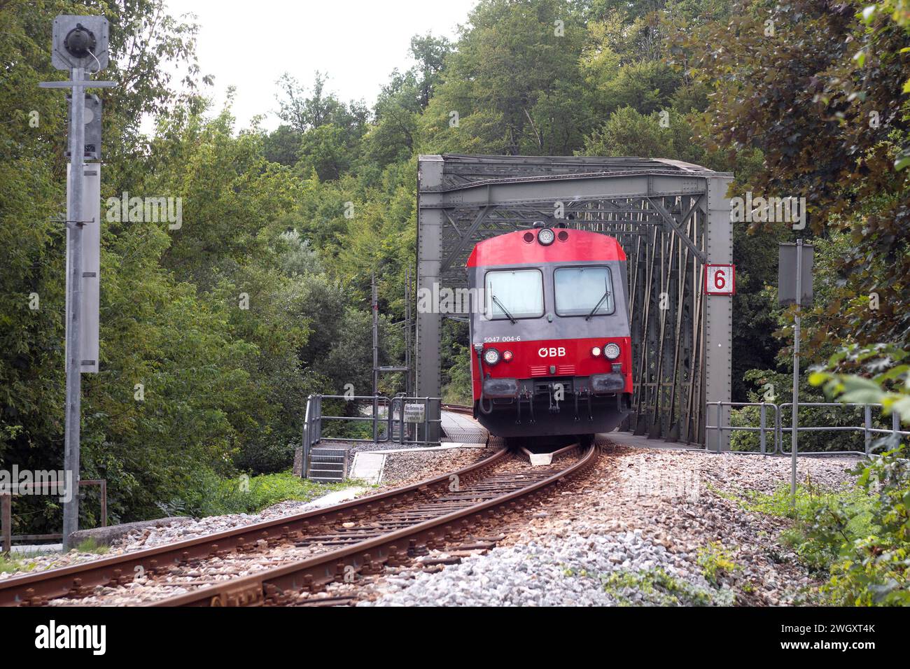 Ferrovia Kamptal vicino a Kampbrücke a Rosenburg NÖ, Austria Foto Stock