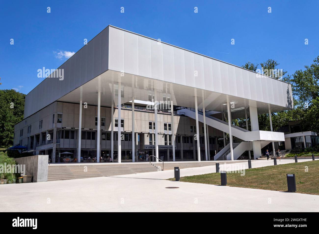 Biblioteca con Learning Centre, Johannes Kepler University Linz, alta Austria, Austria Foto Stock