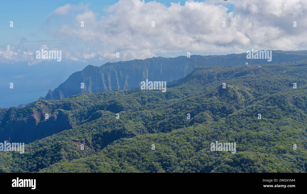 Vista aerea dell'isola di Kauai, Hawaii Foto Stock