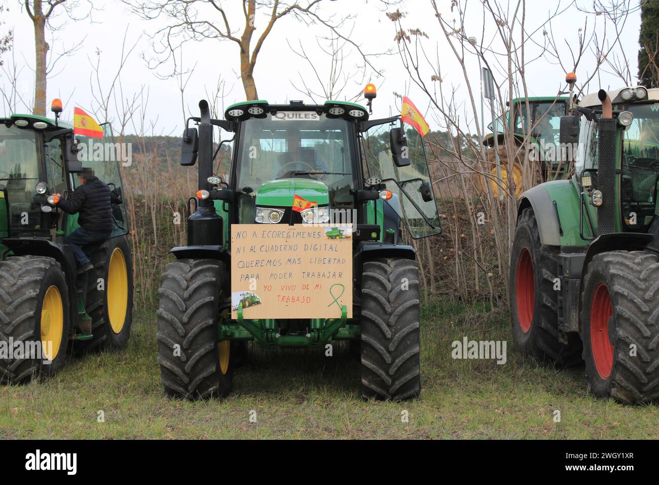 Tractorada manifestación agricultores en Cuenca( España) Foto Stock