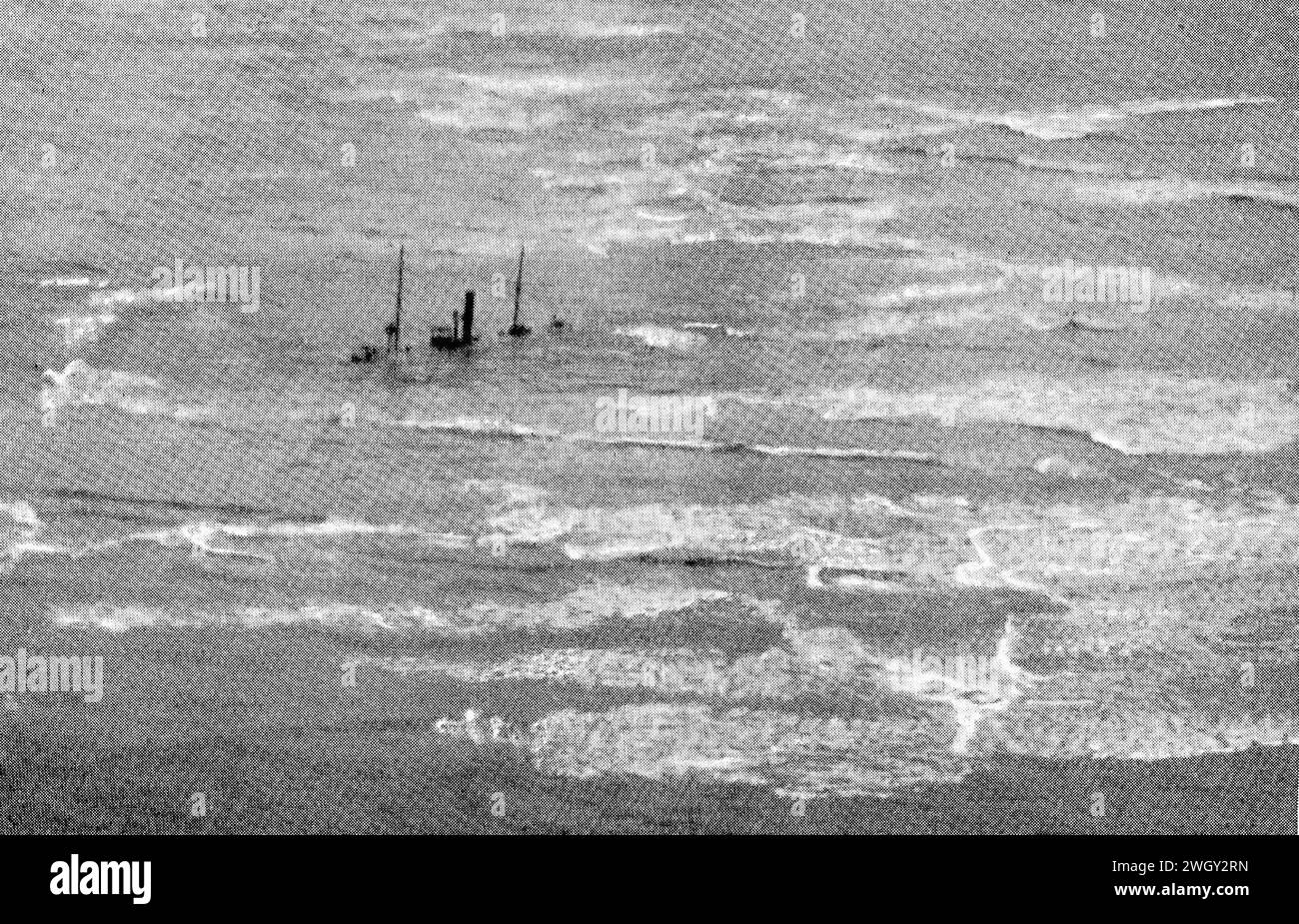 Auf Borkumriff 1918 gestrandetes Vorpostenboot. Foto Stock