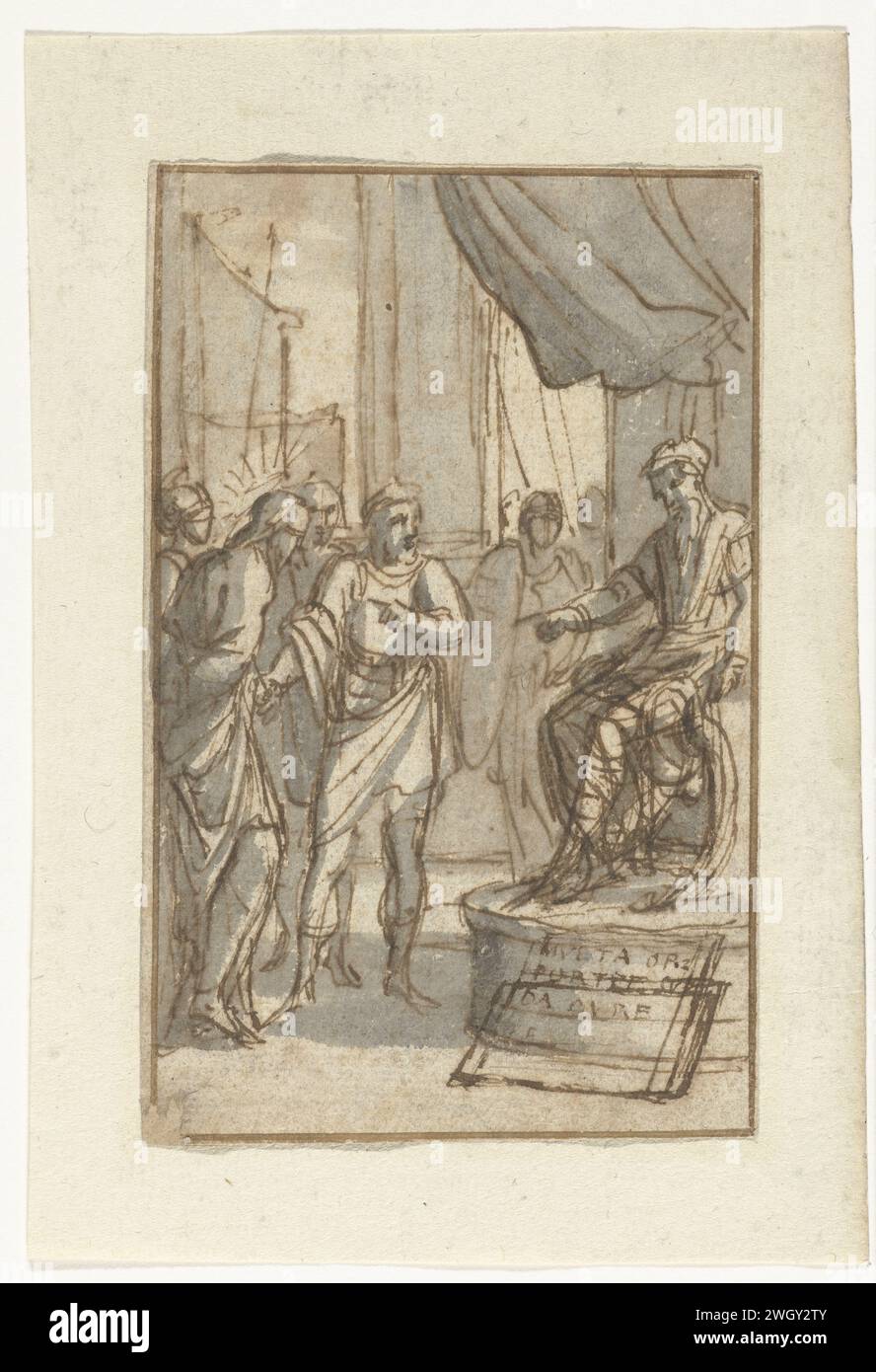 Cristo per Pilato, Jan Goeree, 1680 - 1731 carta da disegno. grafite (minerale). penna/pennello a inchiostro Foto Stock