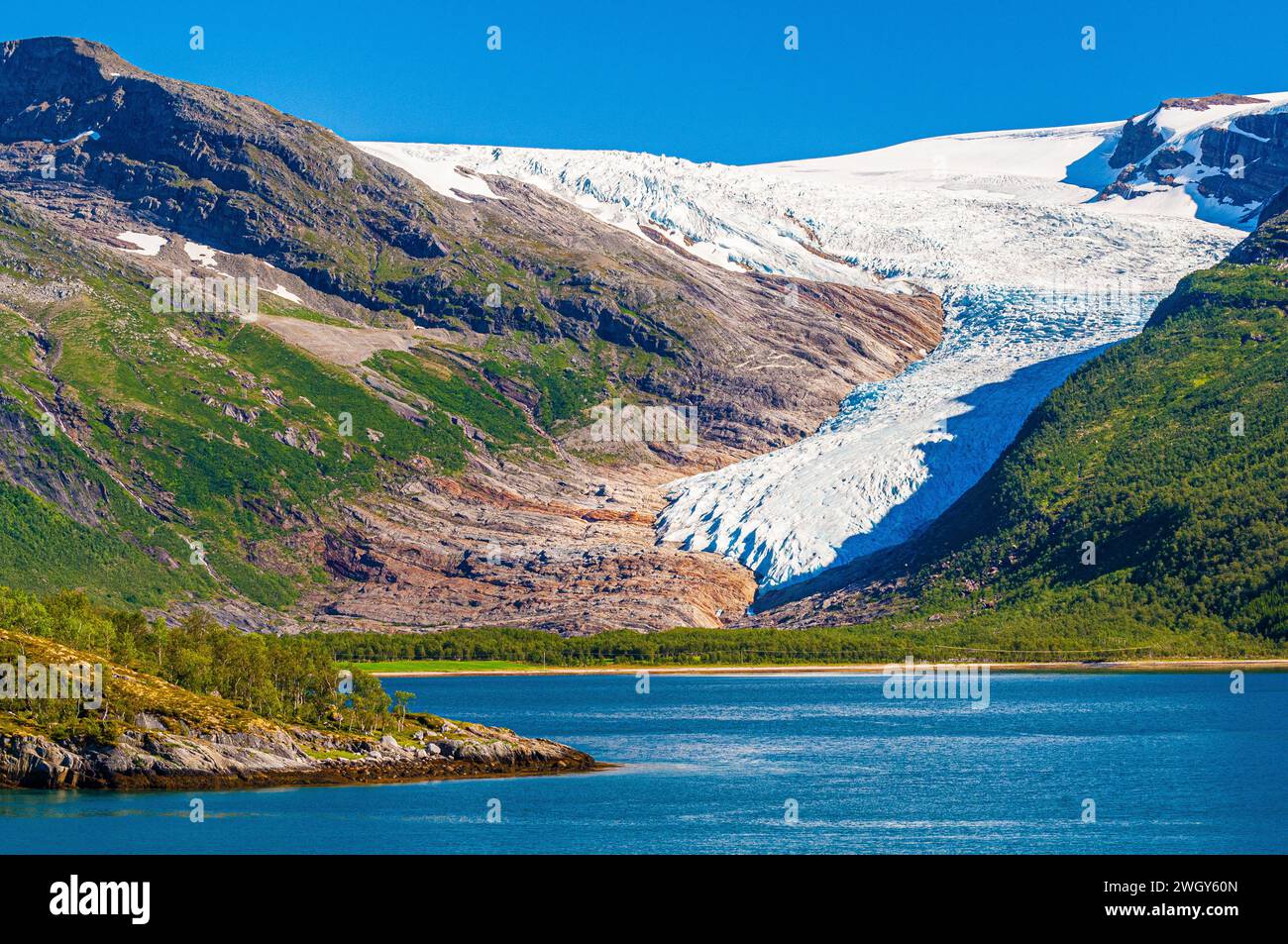 Ghiacciaio Svartisen nel nord della Norvegia Foto Stock