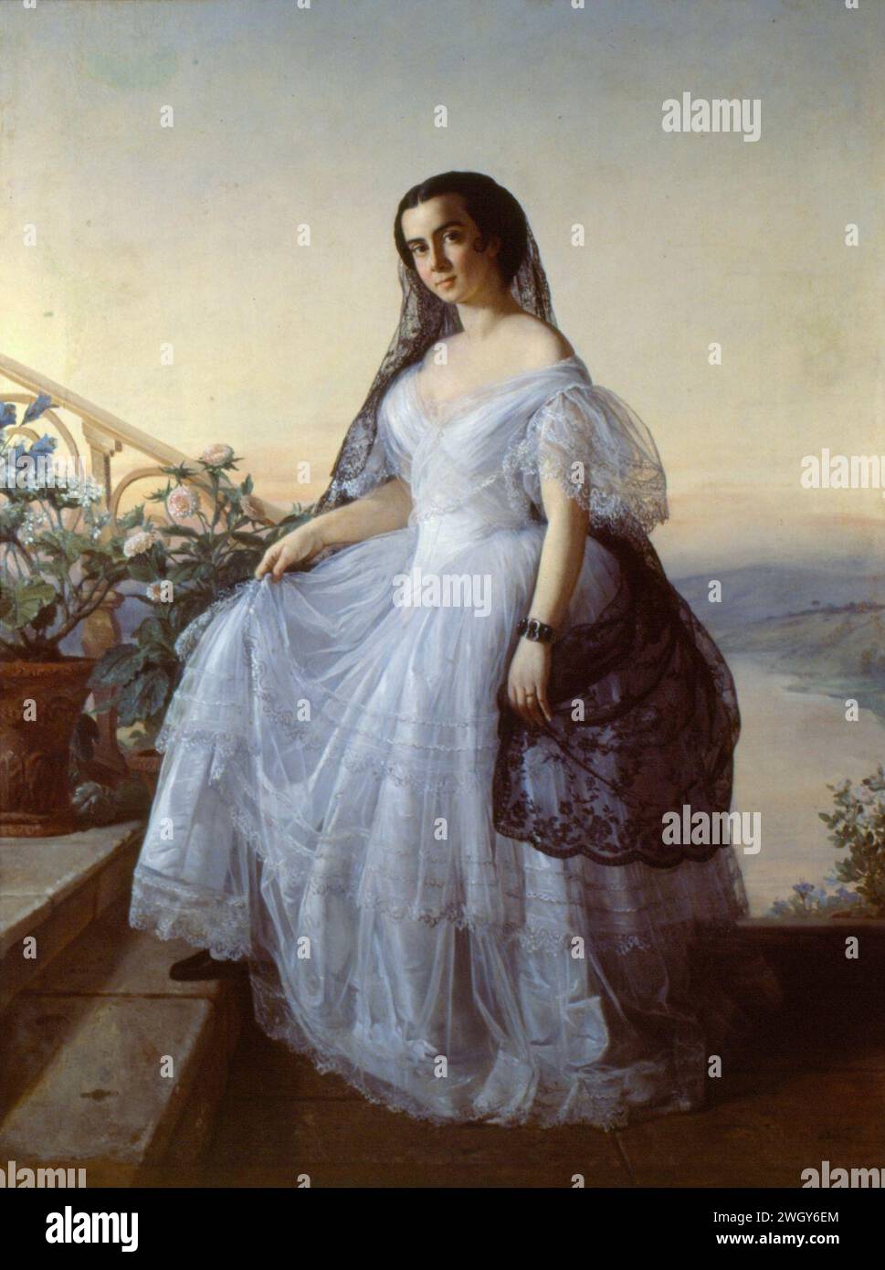Auguste François Biard - Retrato de mulher. Foto Stock