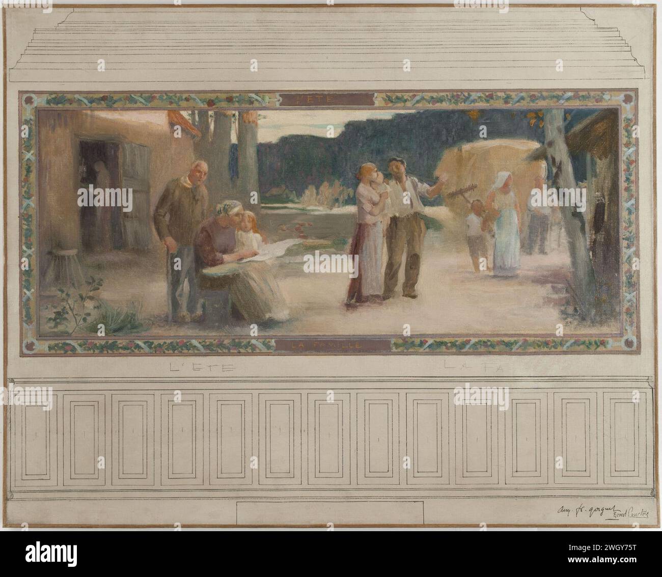 Auguste-Francois-Marie Gorguet - Esquisse pour la mairie de Montreuil-sous-Bois , l'été - la famille Foto Stock