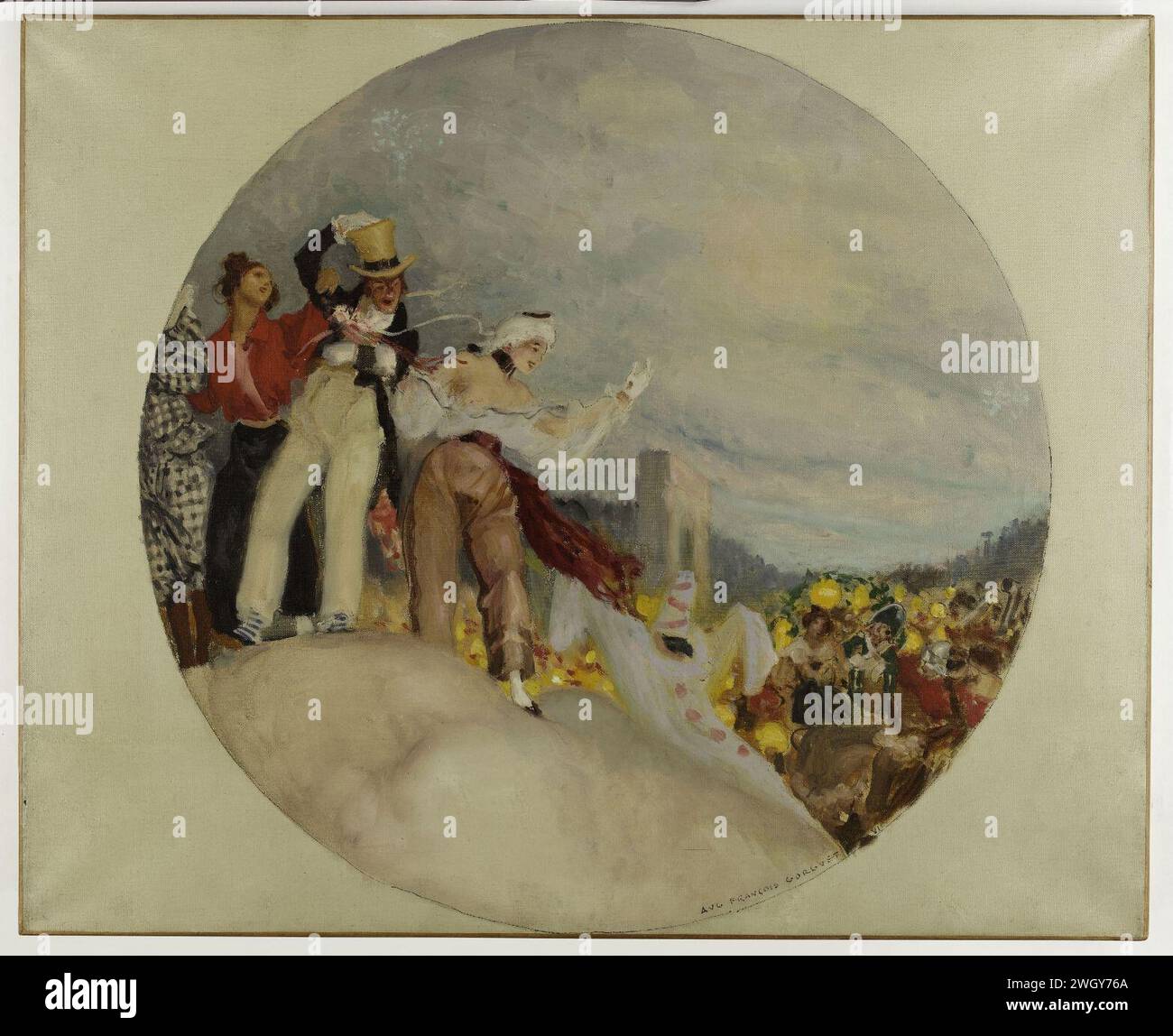 Auguste-Francois-Marie Gorguet - Esquisse pour la mairie du 10ème (salle des fêtes), Parade sur les Boulevard Foto Stock