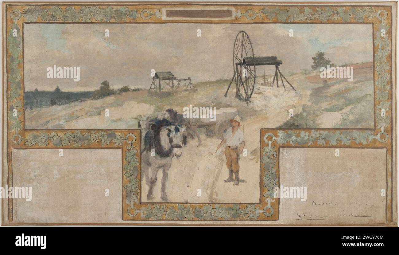 Auguste-Francois-Marie Gorguet - Esquisse pour la salle des mariages de la mairie d'Arcueil-Cachan , viaggio in carroère Foto Stock