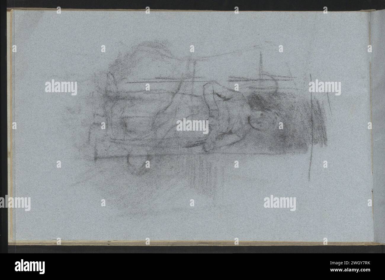Ragazza in una porta, 1854 - 1914 pagina 17 verso da un bozzetto con 51 fogli. carta. ragazza (bambino tra il bambino e la giovinezza). aprire lo sportello Foto Stock