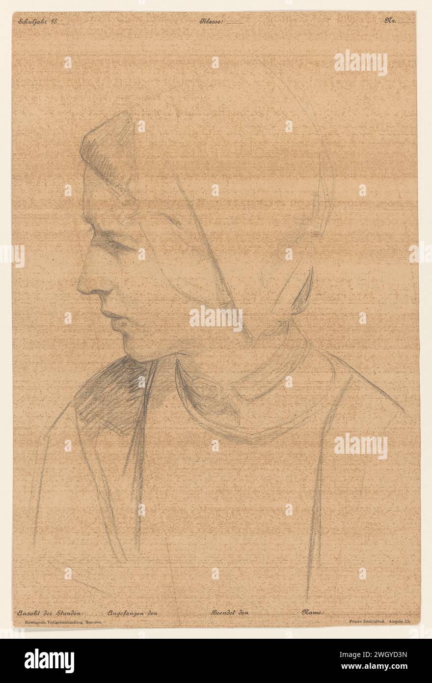 Walcherse Boerin, Ferdinand Hart Nibbrig, 1876 - 1915 carta da disegno. Costume popolare a matita, costume regionale Walcheren Foto Stock