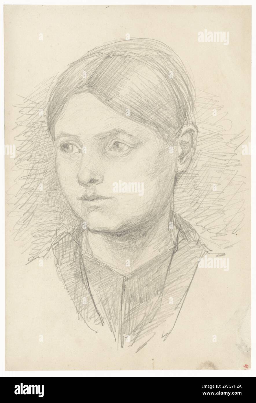 Ritratto di una ragazza, Joseph Israëls, 1834 - 1911 carta da disegno. matita anonima persona storica ritratta da sola Foto Stock
