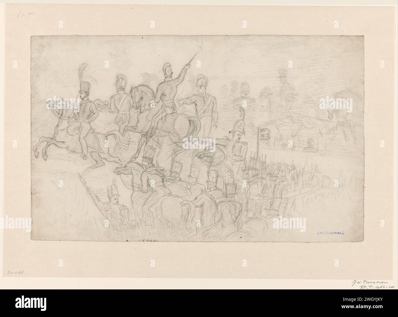 Dettaglio tratto dal dipinto De Slag a Waterloo, Jan Willem Pieneman, 1789 - 1853 carta da disegno. battaglia con gesso (+ forze terrestri). eventi e situazioni storiche Foto Stock