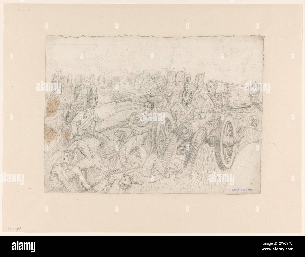 Dettaglio tratto dal dipinto De Slag a Waterloo, Jan Willem Pieneman, 1789 - 1853 carta da disegno. battaglia con gesso (+ forze terrestri). eventi e situazioni storiche Foto Stock