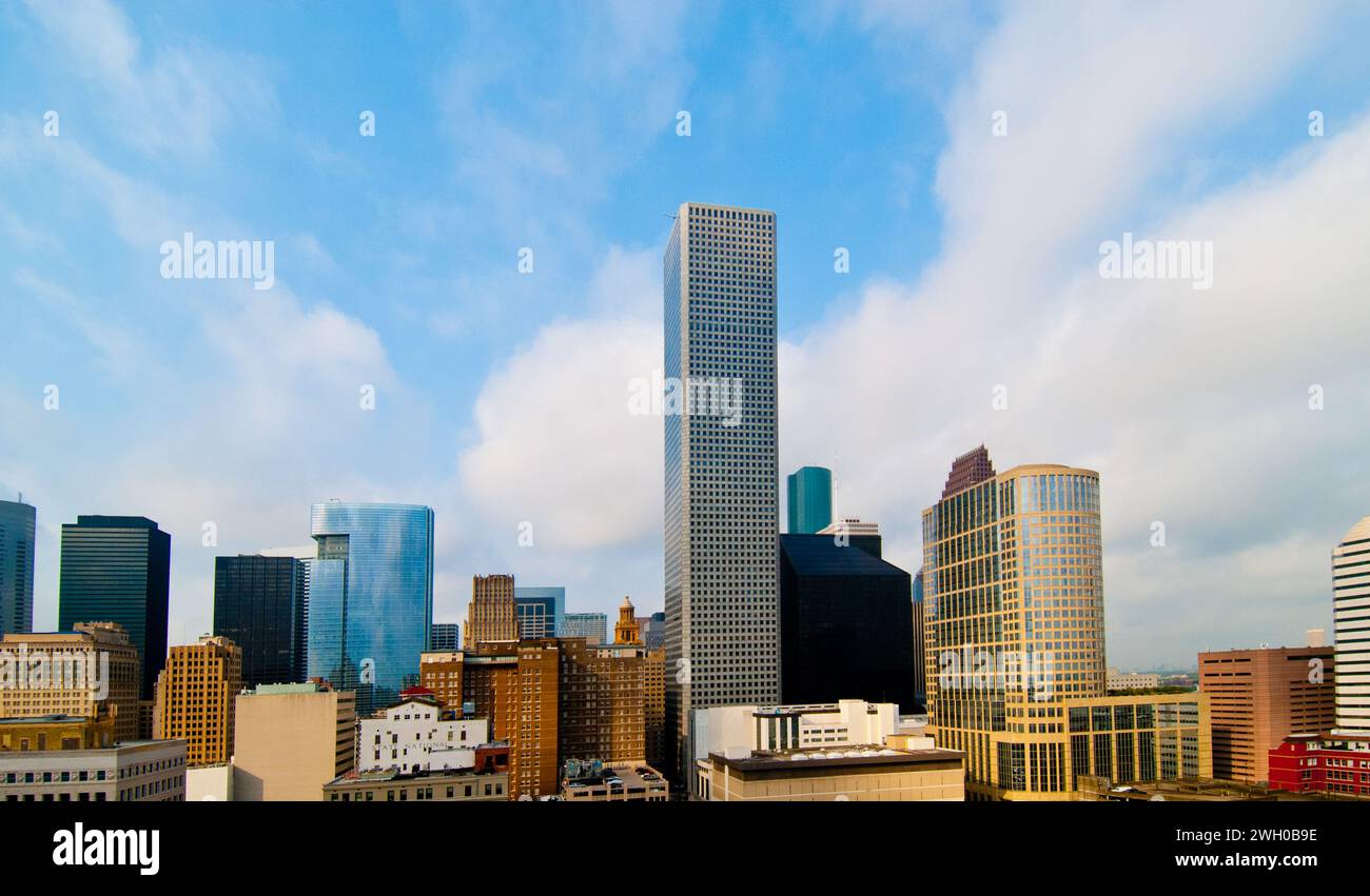 Skyline del centro di Houston, Texas Foto Stock