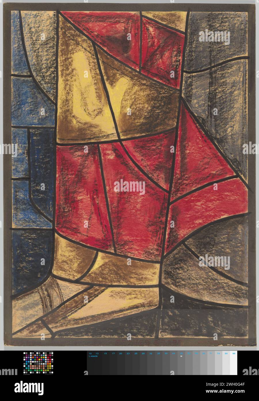 Disegno per finestra nel Noordertransept nel Duomo di Utrecht, c. 1934 disegno in cartone. spazzola per gesso Foto Stock