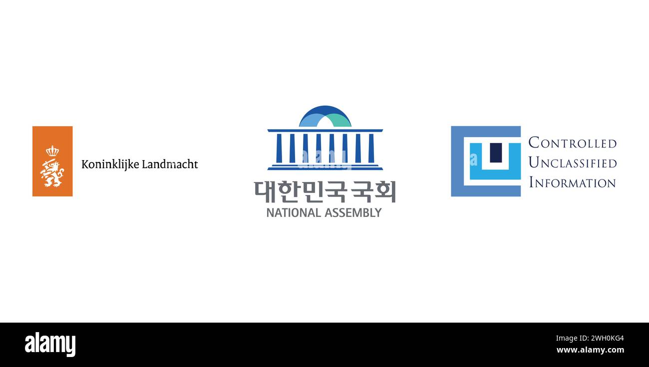 Controlled Unclassified Information Office, Communication of the National Assembly of Korea, Koninklijke Landmacht. Emblema editoriale del marchio. Illustrazione Vettoriale