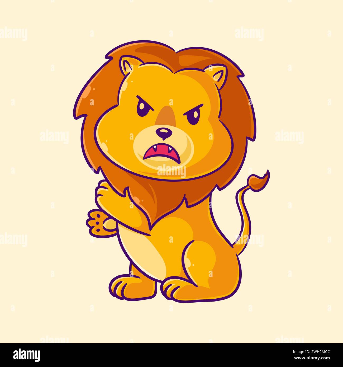 Il leone carino sente la rabbia Illustrazione Vettoriale