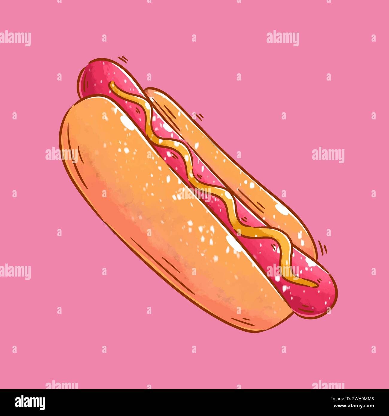 Vettore cartoon hotdog disegnato a mano Illustrazione Vettoriale